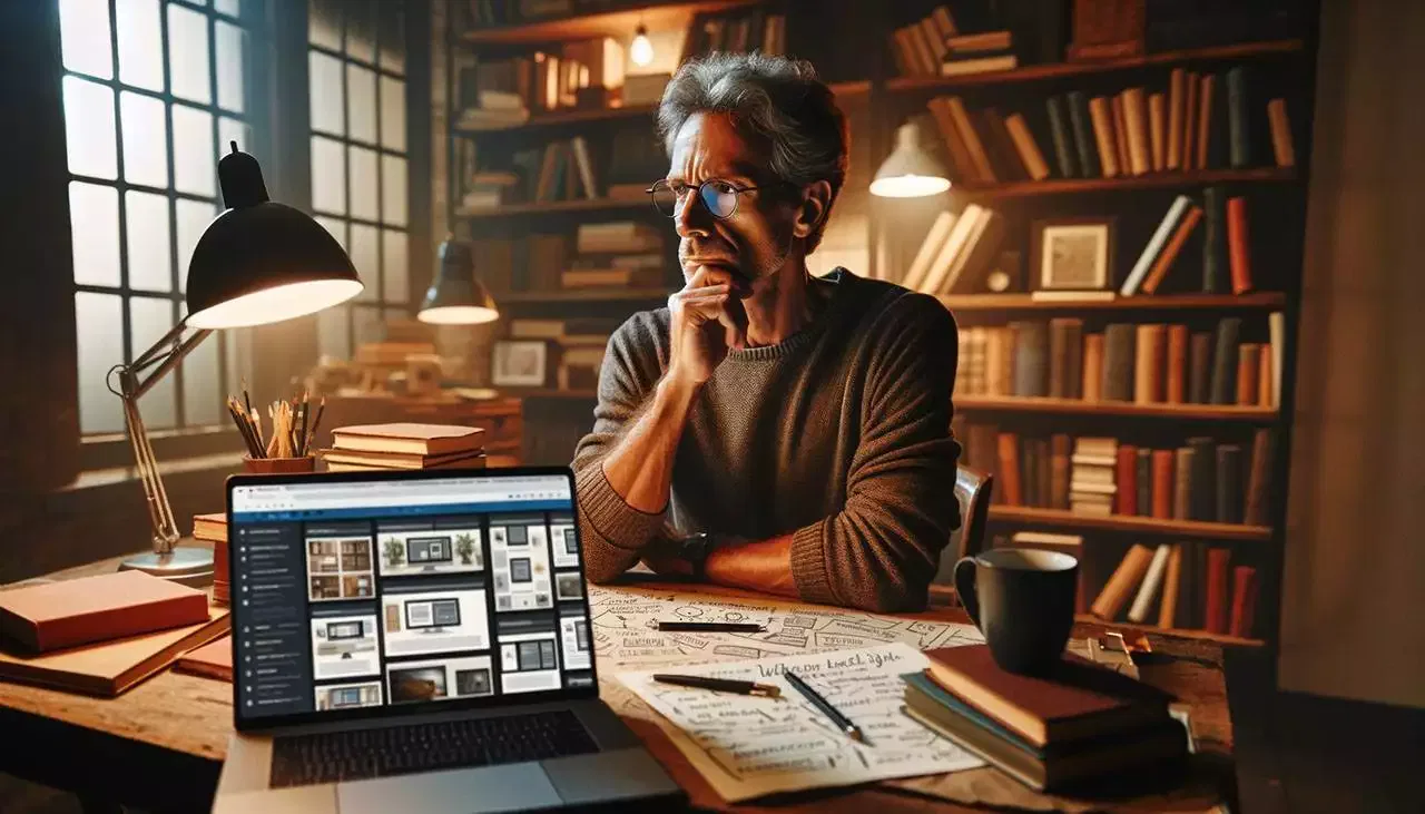 An author trying to decide whether or not to build his website on his own or hire a developer