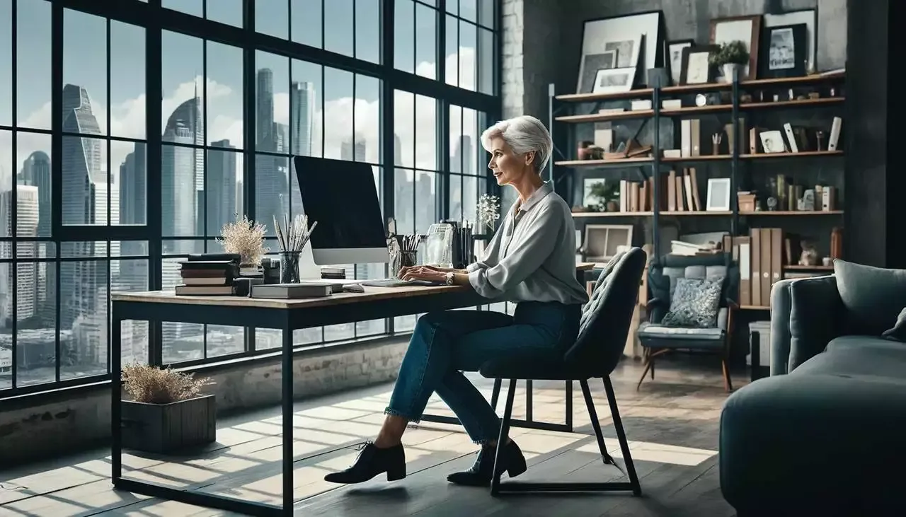 A successful author working on her author website