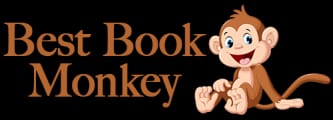 Logo of "best book monkey" featuring a cartoon monkey sitting joyfully with a tail curled, next to the stylized text.